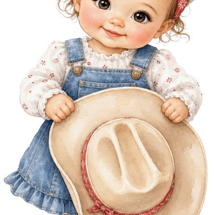 Little Cowgirl Kid 100% Cotton Fabric Panel Block Quilt Square FLIP-AAB780