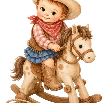 Little Cowboy Kid 100% Cotton Fabric Panel Block FLIP-AAB792
