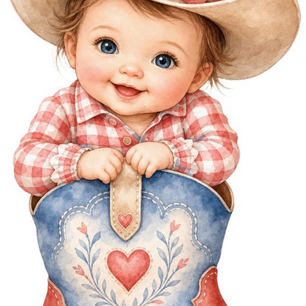 Little Cowgirl Kid 100% Cotton Fabric Panel Block Quilt Square FLIP-AAB793