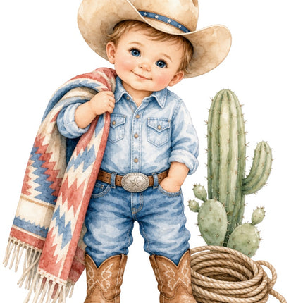 little cowboy fabric panel