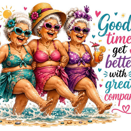 senior ladies friends fabric panel