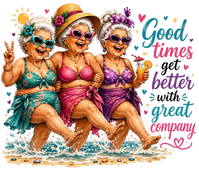 senior ladies friends fabric panel