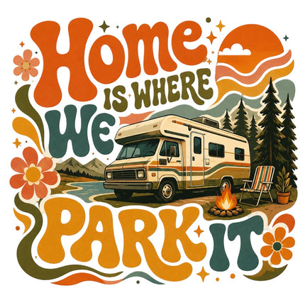 Camping Home is Where We Park It 100% Cotton Fabric Panel Block ABB900