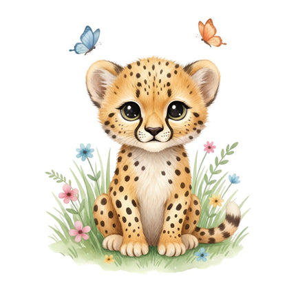 Cheetah Cub 100% Cotton Fabric Panel Block Quilt Square AAB902