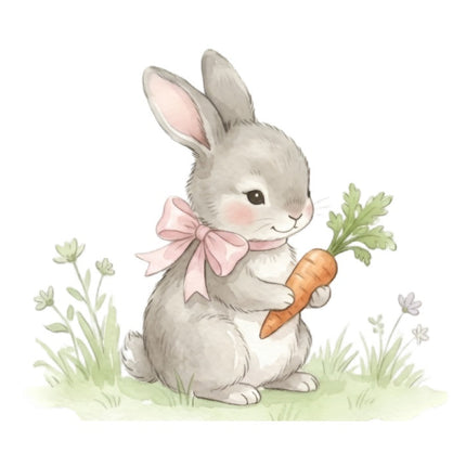 Rabbit Holding Carrot 100% Cotton Fabric Panel Block Quilt Square AAB908
