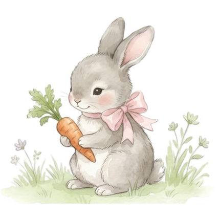 Rabbit Holding Carrot 100% Cotton Fabric Panel Block FLIP-AAB908