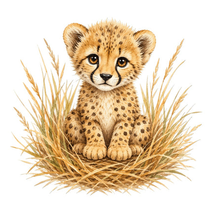 Cheetah Cub 100% Cotton Fabric Panel Block Quilt Square AAC106