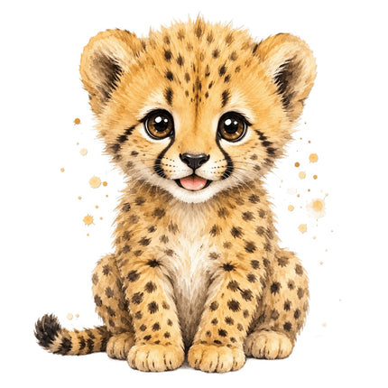 Cheetah Cub 100% Cotton Fabric Panel Block Quilt Square AAC107