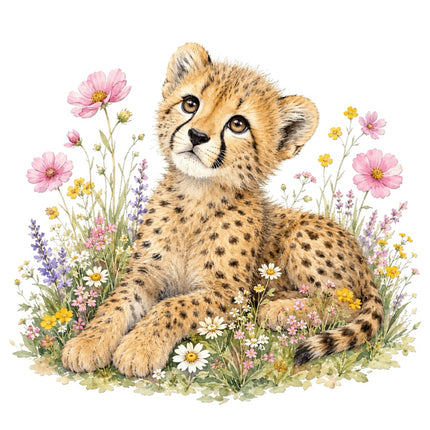 cheetah cub fabric panel