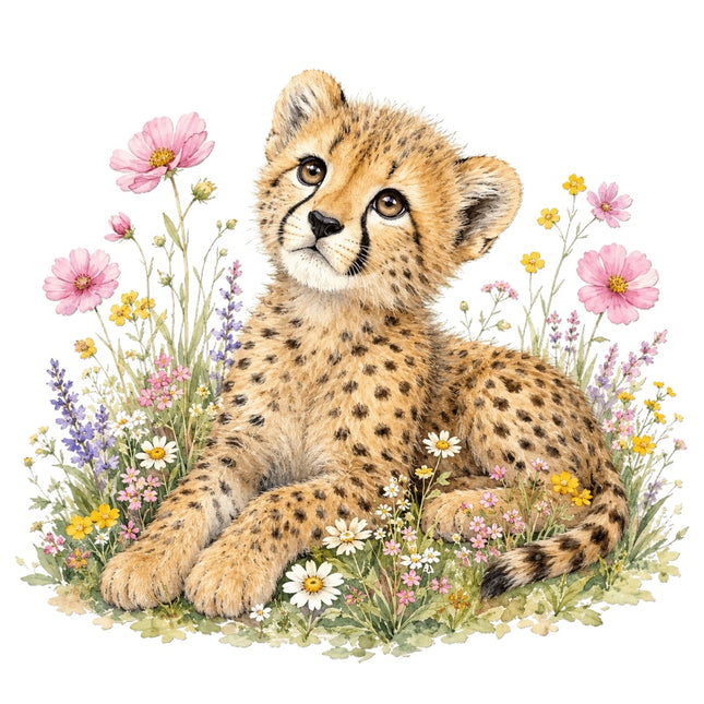 cheetah cub fabric panel