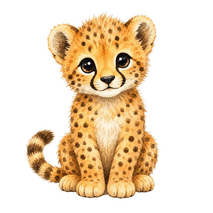 Cheetah Cub 100% Cotton Fabric Panel Block AAC124