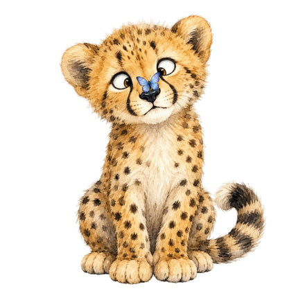 Cheetah Cub 100% Cotton Fabric Panel Block AAC125