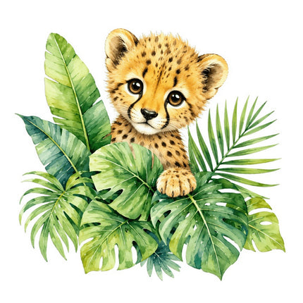 Cheetah Cub 100% Cotton Fabric Panel Block Quilt Square FLIP-AAC126
