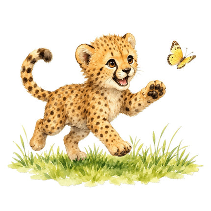 Cheetah Cub 100% Cotton Fabric Panel Block AAC127