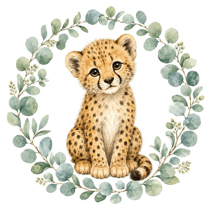 Cheetah Cub 100% Cotton Fabric Panel Block AAC128
