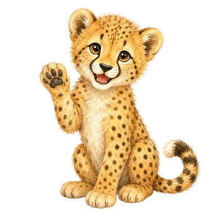 Cheetah Cub 100% Cotton Fabric Panel Block AAC133