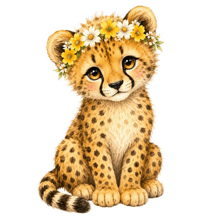 Cheetah Cub 100% Cotton Fabric Panel Block AAC134