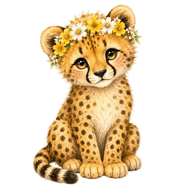Cheetah Cub 100% Cotton Fabric Panel Block AAC134