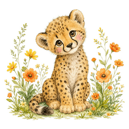 Floral Cheetah 100% Cotton Fabric Panel Block Quilt Square AAC146