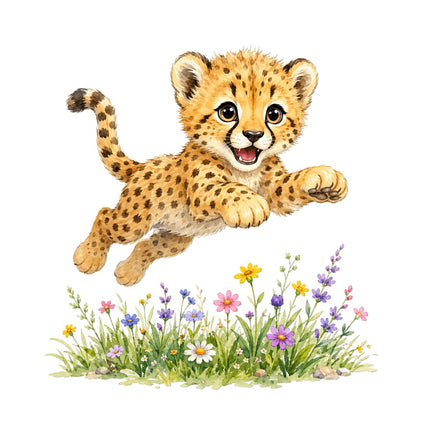 Cheetah Cub 100% Cotton Fabric Panel Block Quilt Square AAC150