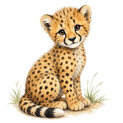 Cheetah Cub 100% Cotton Fabric Panel Block Quilt Square AAC151