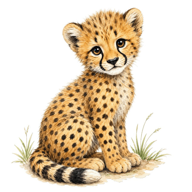 Cheetah Cub 100% Cotton Fabric Panel Block Quilt Square AAC151