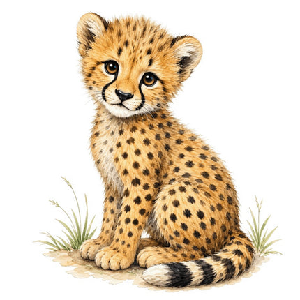 Cheetah Cub 100% Cotton Fabric Panel Block Quilt Square FLIP-AAC151