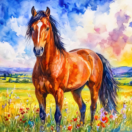 Horse 100% Cotton Fabric Panel Block Quilt Square AAC2002