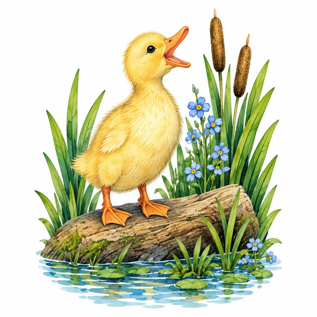 Pond Duck Duckling 100% Cotton Fabric Panel Block Quilt Square AAC228