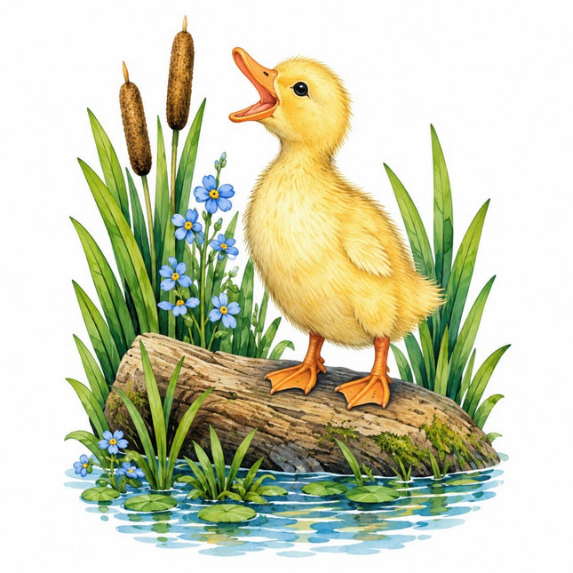 Pond Duck Duckling 100% Cotton Fabric Panel Block Quilt Square FLIP-AAC228