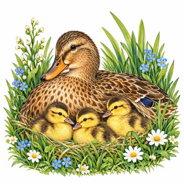 Duck & Ducklings 100% Cotton Fabric Panel Block FLIP-AAC233