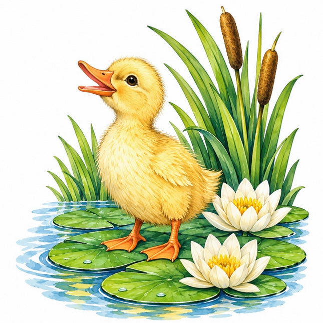 Pond Duck & Duckling 100% Cotton Fabric Panel Block FLIP-AAC237