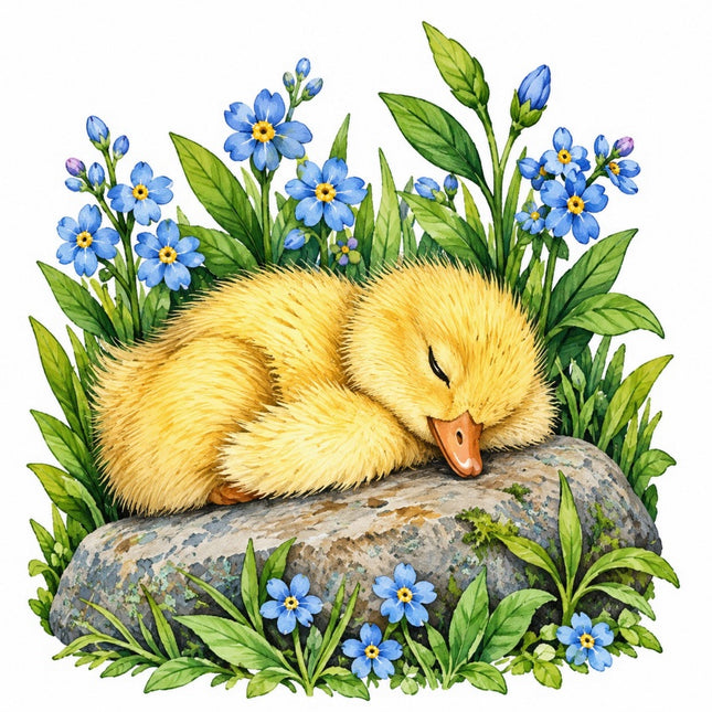 Pond Duck & Duckling 100% Cotton Fabric Panel Block Quilt Square FLIP-AAC241
