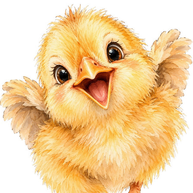 Whimsical Yellow Chick 100% Cotton Fabric Panel Block Quilt Square FLIP-AAC244