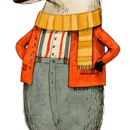 Anthropomorphic Badger 100% Cotton Fabric Panel Block Quilt Square AAC282