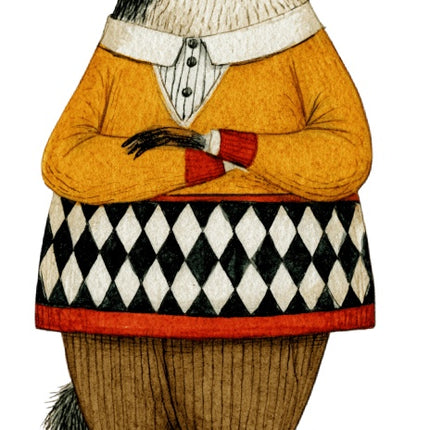 Anthropomorphic Badger 100% Cotton Fabric Panel Block Quilt Square AAC285