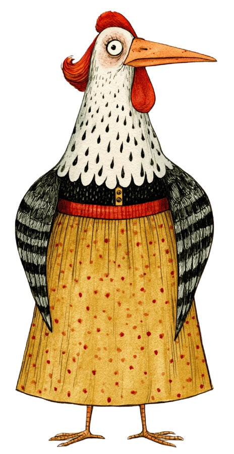 Anthropomorphic Chicken 100% Cotton Fabric Panel Block Quilt Square AAC290