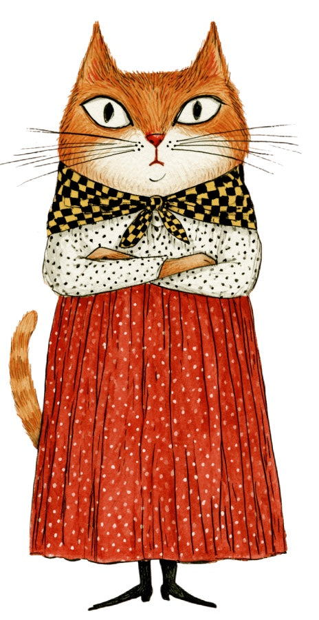 Anthropomorphic Cat 100% Cotton Fabric Panel Block Quilt Square AAC295