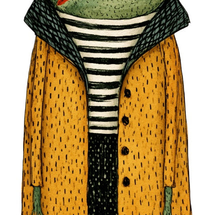 Anthropomorphic Frog 100% Cotton Fabric Panel Block Quilt Square AAC310