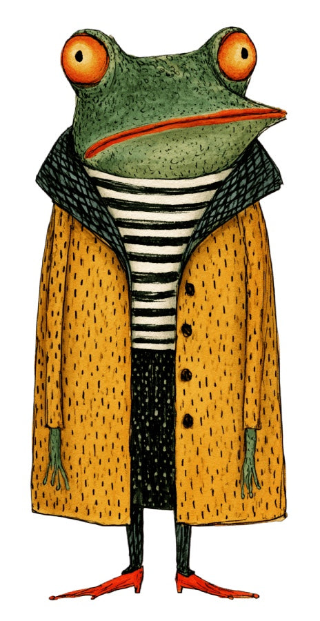 Anthropomorphic Frog 100% Cotton Fabric Panel Block Quilt Square AAC310