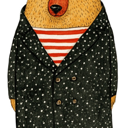 Anthropomorphic Bear 100% Cotton Fabric Panel Block Quilt Square AAC313