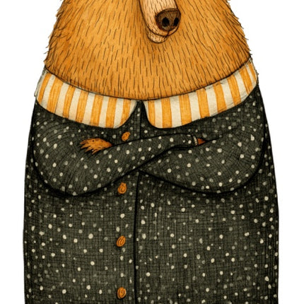 Anthropomorphic Bear 100% Cotton Fabric Panel Block Quilt Square AAC315