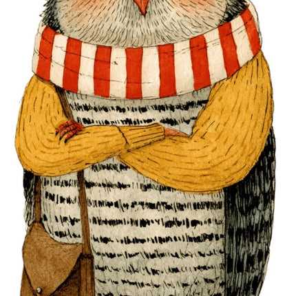 Anthropomorphic Owl 100% Cotton Fabric Panel Block Quilt Square AAC319