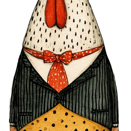 Anthropomorphic Chicken 100% Cotton Fabric Panel Block Quilt Square AAC323