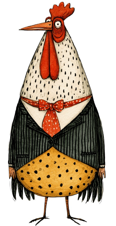Anthropomorphic Chicken 100% Cotton Fabric Panel Block Quilt Square AAC323