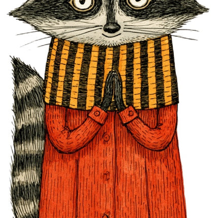 Anthropomorphic Raccoon 100% Cotton Fabric Panel Block Quilt Square AAC337