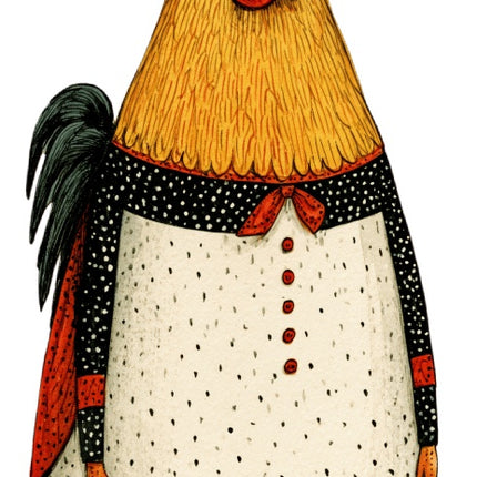 Anthropomorphic Chicken 100% Cotton Fabric Panel Block Quilt Square AAC340