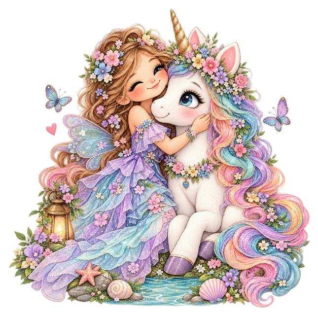 Girl & Unicorn 100% Cotton Fabric Panel Block Quilt Square AAC3503