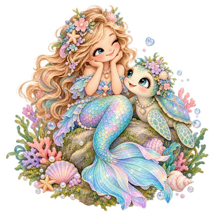 Mermaid & Turtle 100% Cotton Fabric Panel Block Quilt Square AAC3504