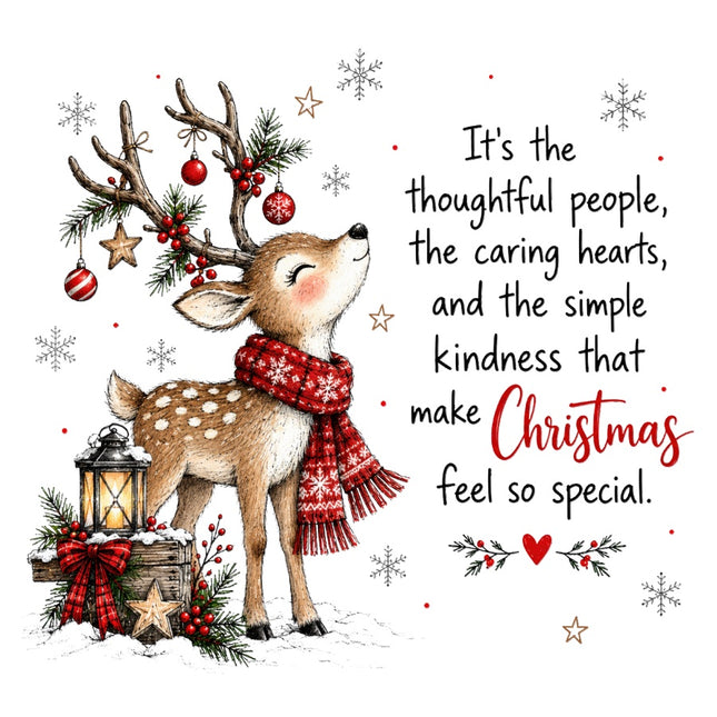 Christmas Deer 100% Cotton Fabric Panel Block Quilt Square AAC3515